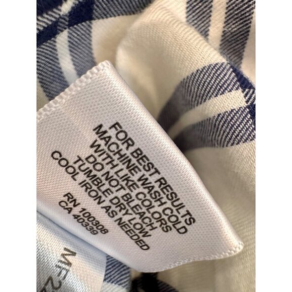 Peter Millar Men's Size L Autumn Soft Casual Button Down Shirt Ivory/Blue Plaid - Picture 9 of 10